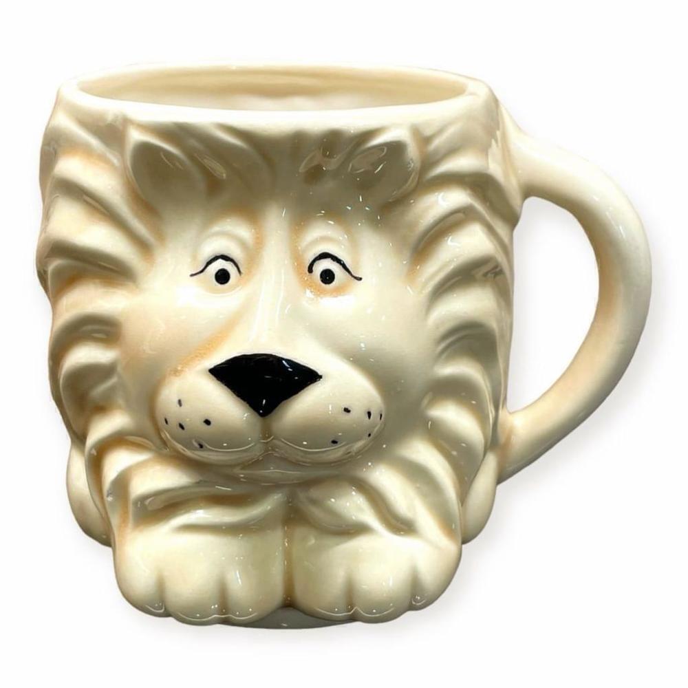 Vintage Lion Head Mug Cup With Handle Ceramic TBM 3D Novelty Mid Century Modern